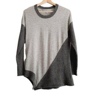 SOPHIA MILANO 100% 2-ply Cashmere Sweater Colorblock Grey Sz S
